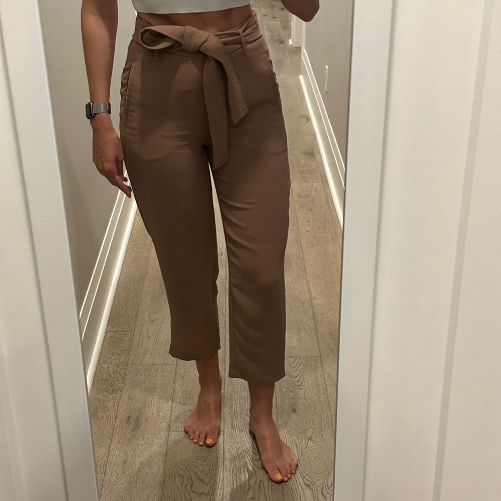 Wilfred (Aritzia) Tie-Front Pant - Size 6 - Light Brown/ Taupe - Like New